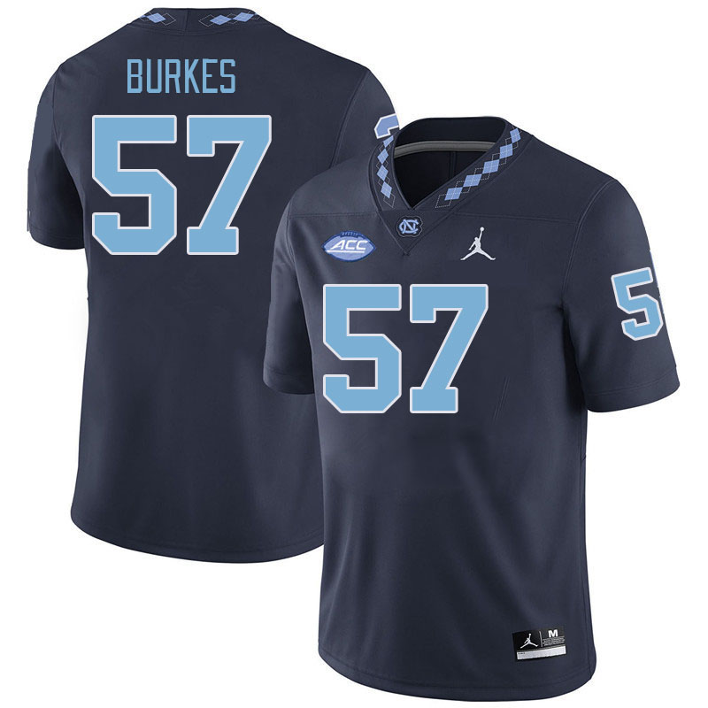 Men #57 Bo Burkes North Carolina Tar Heels College Football Jerseys Stitched-Navy